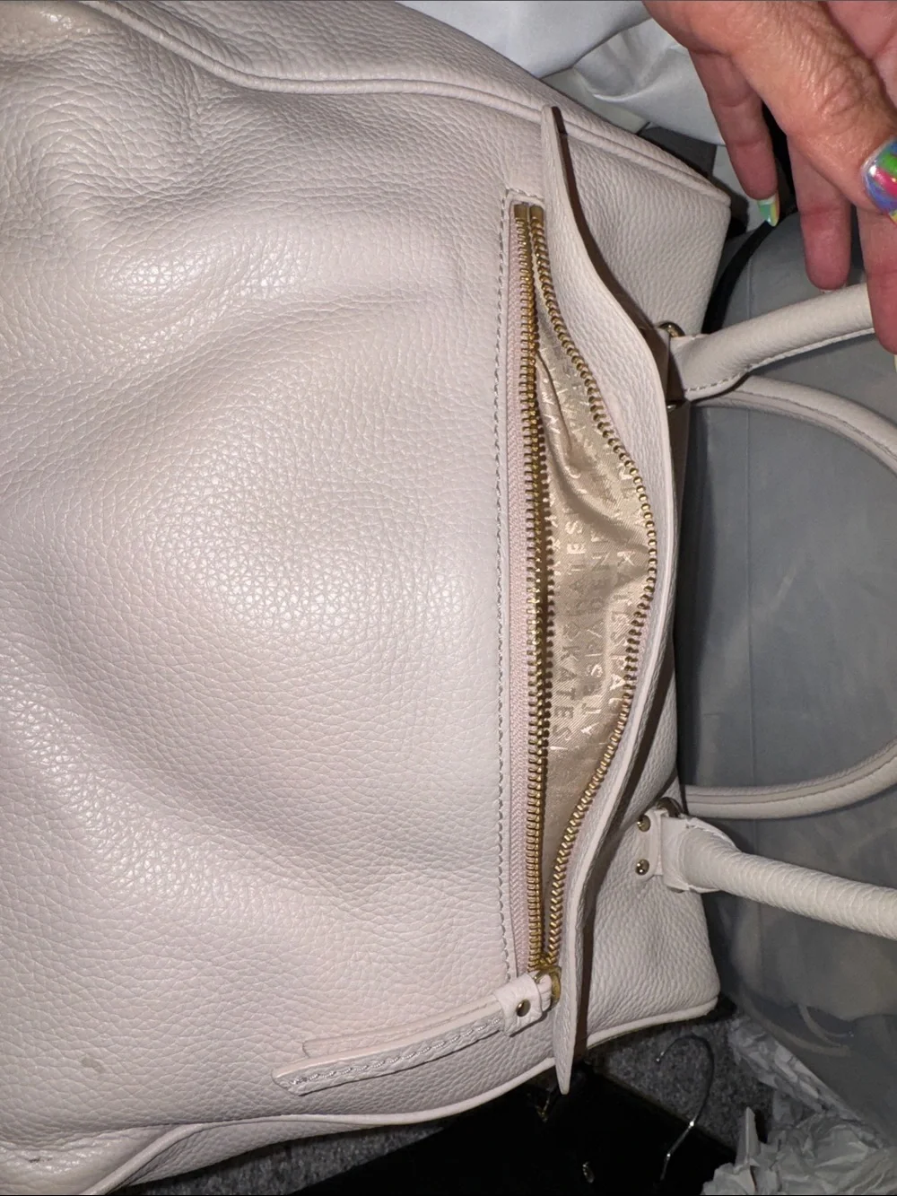 kate spade pebbled leather tote in beige